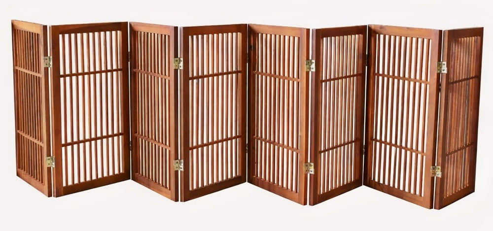 Urnporium Pet Dog Gate Freestanding, Strong Durable Folding Wooden Fence, Por...