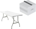 10 Pack 6FT Folding Tables, Heavy Duty, Carry Handle, White