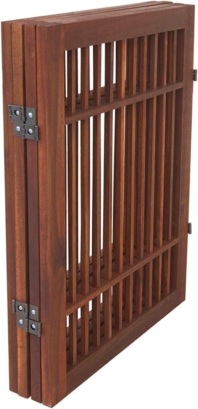 Urnporium Freestanding Wooden Dog Gate Foldable Indoor Pet Gate No Drill Expa...