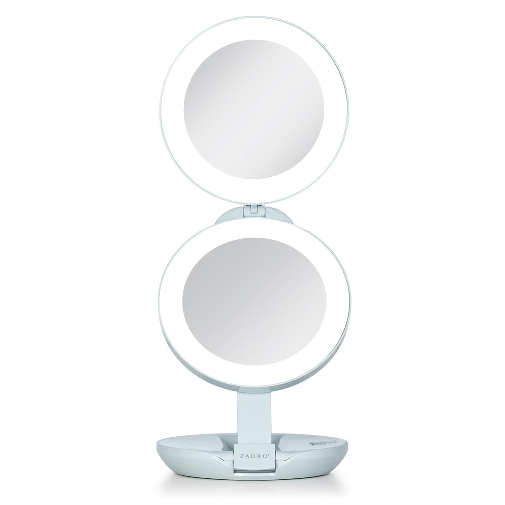 Zadro 4.5" Round LED Compact Mirror 10X/1X Travel Mirror with Lights and...
