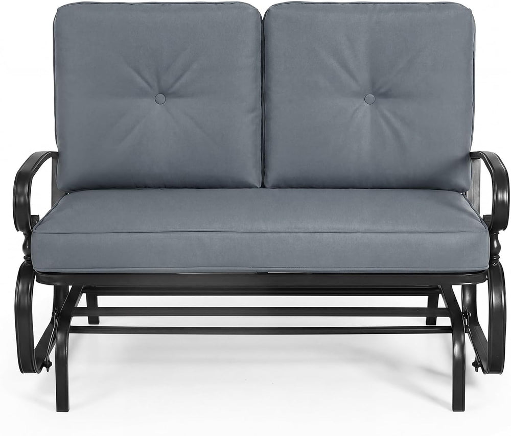 GIANTEX Outdoor Glider Bench, Patio 2 Person Loveseat with Removable Cushion,...