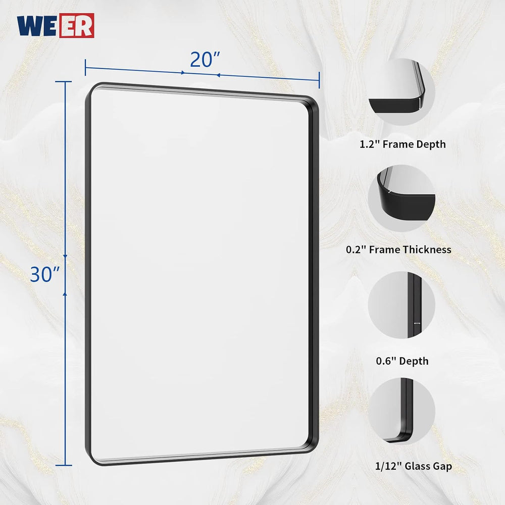 WEER Bathroom Vanity Mirror Black 20X30 Inch