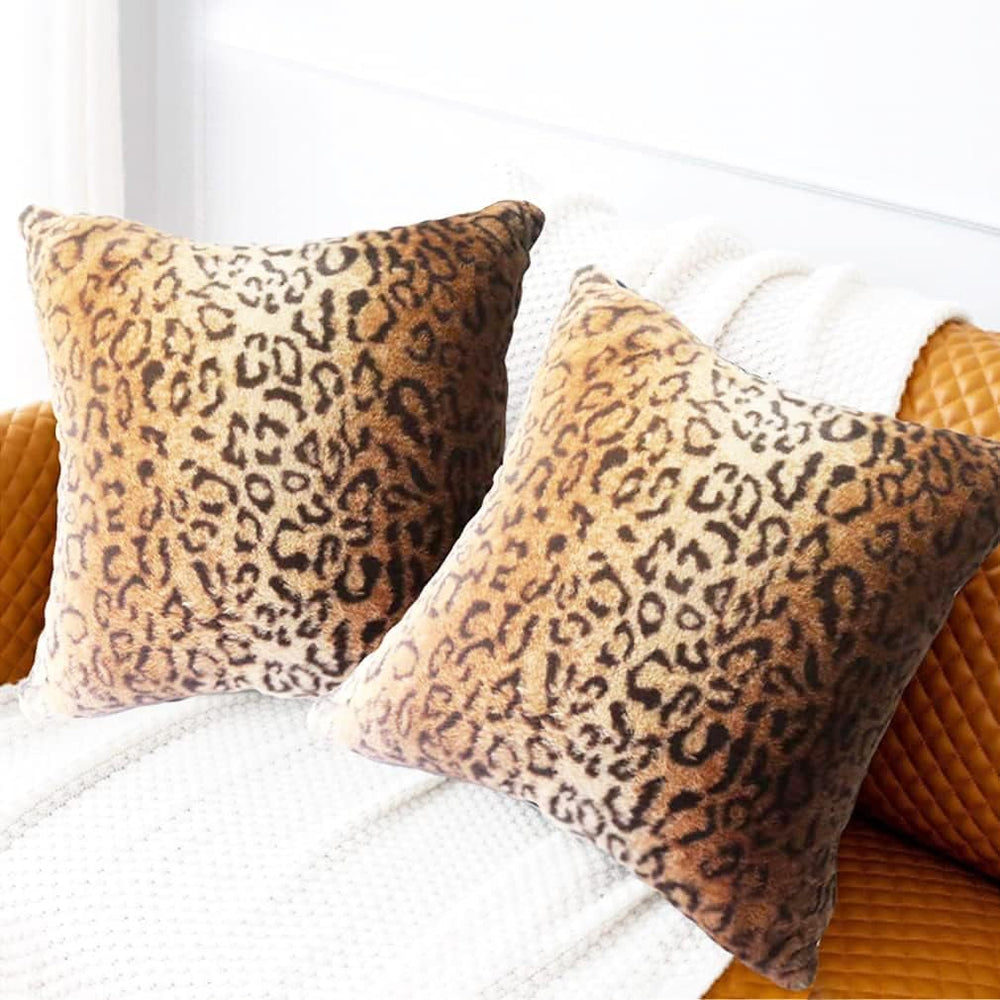 Faux Fur Throw Pillows Decorative Square Couch Pillow Covers 18x18 Brown