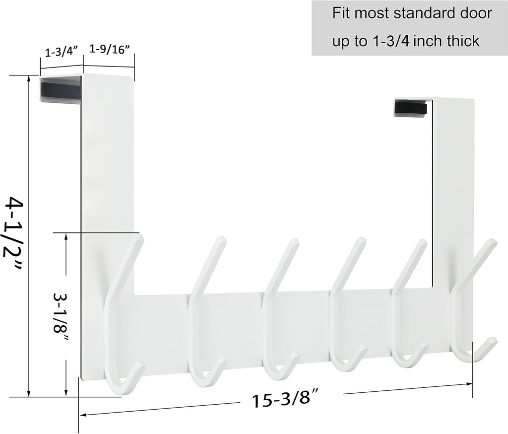 WEBI Over The Door Hook White,Over The Door Towel Rack,Door Hanger,Door Coat Towel Hanger,Door Coat Rack for Hanging Clothes,Jacket,Back of Bathroom,2 Packs
