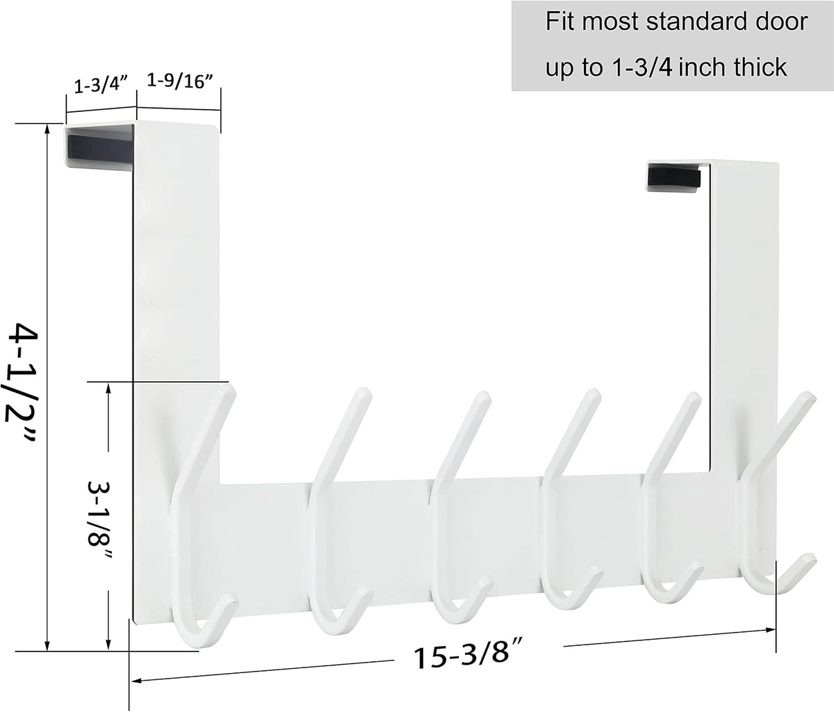 WEBI Over The Door Hook White,Over The Door Towel Rack,Door Hanger,Door Coat Towel Hanger,Door Coat Rack for Hanging Clothes,Jacket,Back of Bathroom,2 Packs