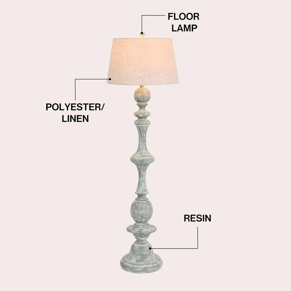 JONATHAN Y Taylor Candlestick Floor Lamp 67", Gray Wash