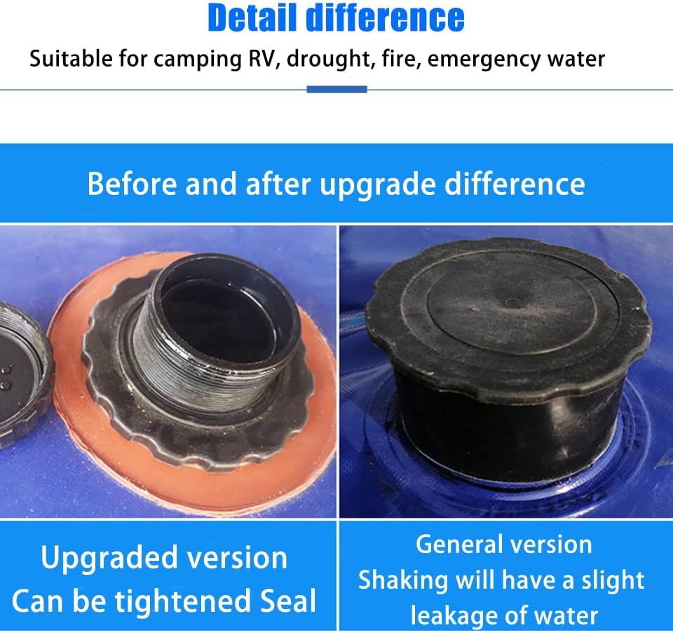 1000L/264gal Gallon Water Bladder Storage Containers with Valve Collapsible P...