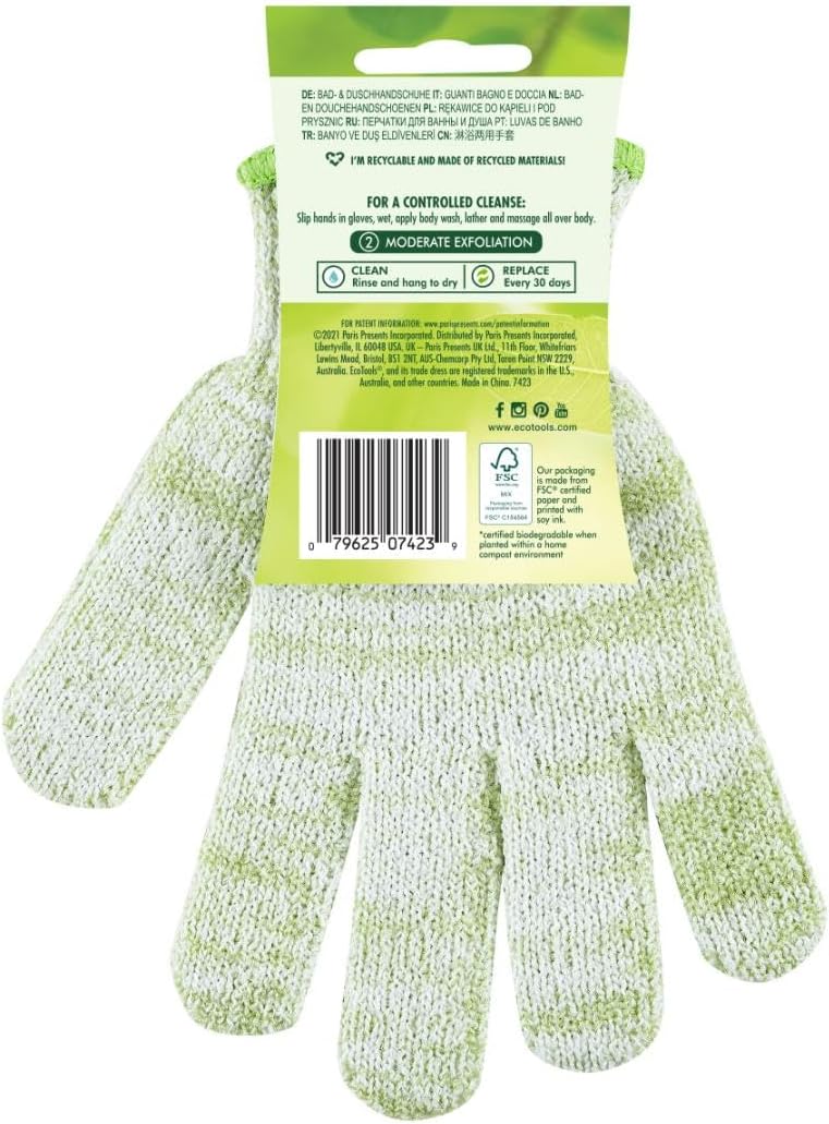 EcoTools Bath + Shower Gloves 6 Pack, Exfoliating Shower Gloves