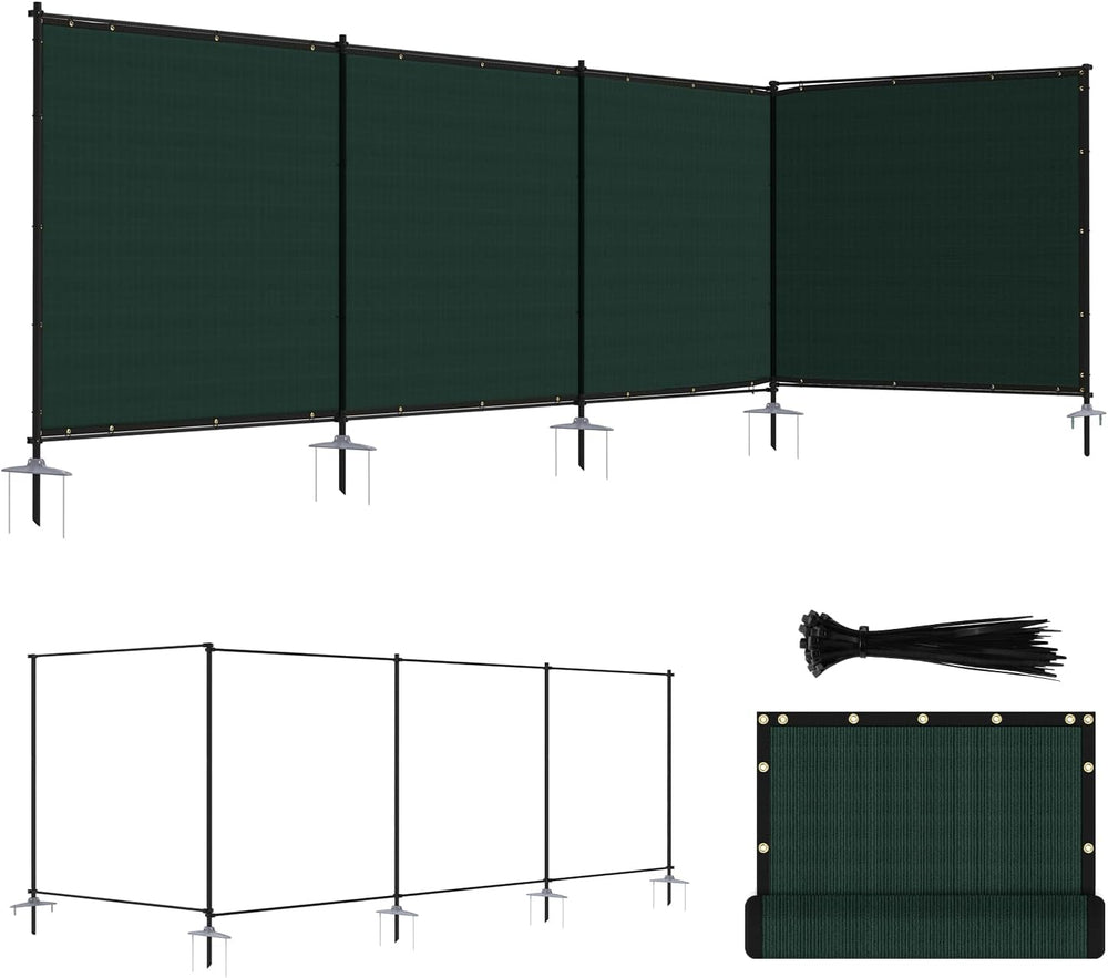ECOOPTS 5'Hx24'L Privacy Fence Set with Poles and Rails Ground Spikes...
