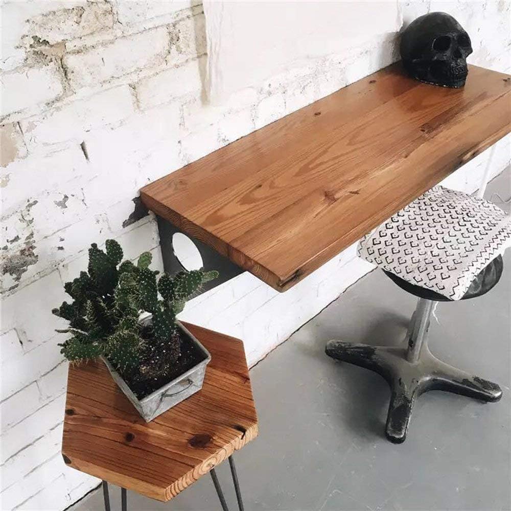 Industrial Rustic Wall-Mounted Table, Dining Table Desk, Pine Wood Wall-Mounted Bar Tables (40"X18")