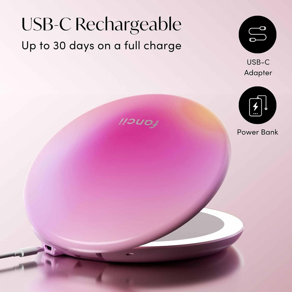 Fancii Taylor LED Lighted Travel Makeup Mirror, Rechargeable, 10x /1x Magnify...