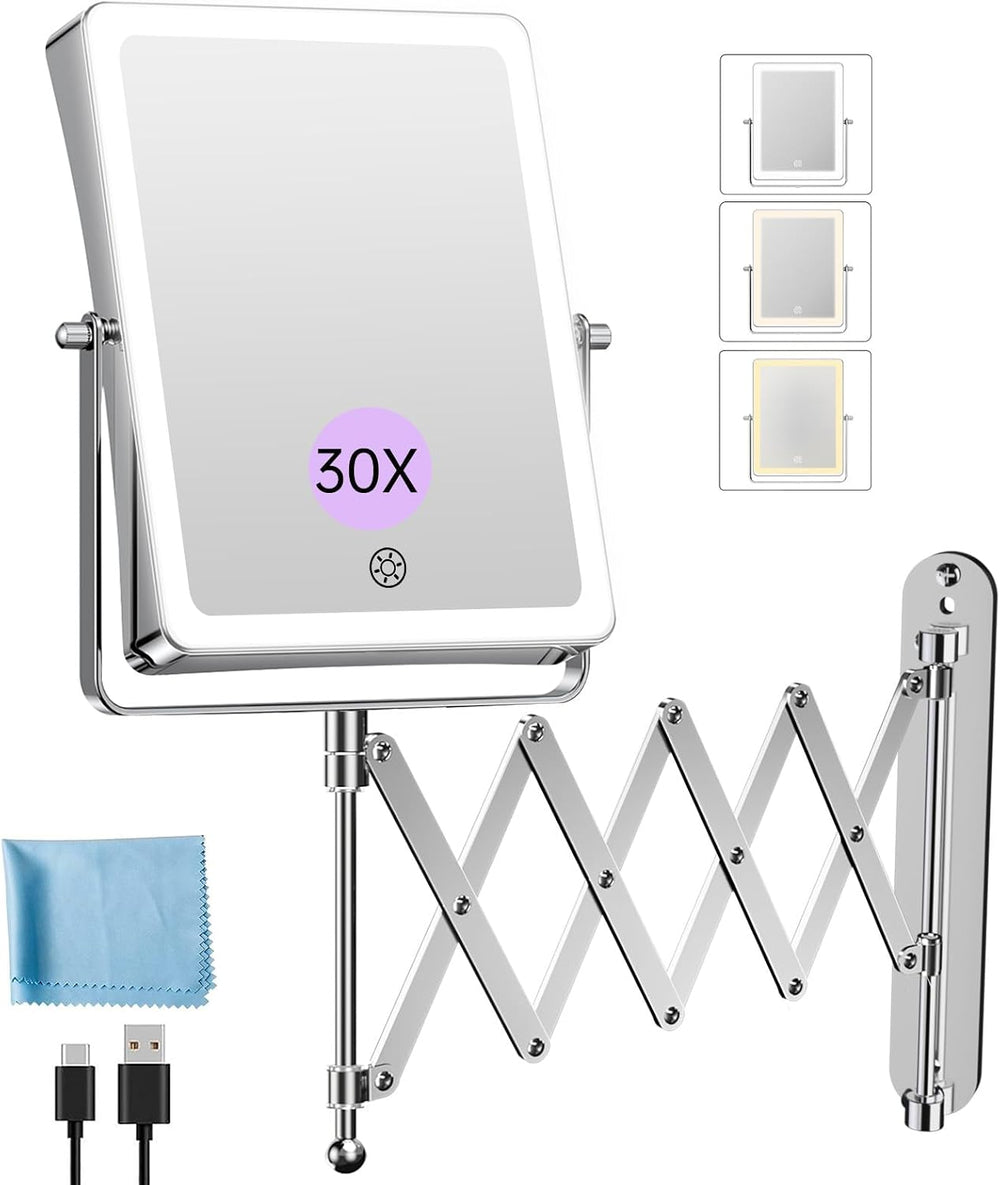 FASCINATE 8.7" 5000mAh Rechargeable Wall Mounted Makeup Mirror (Chrome)