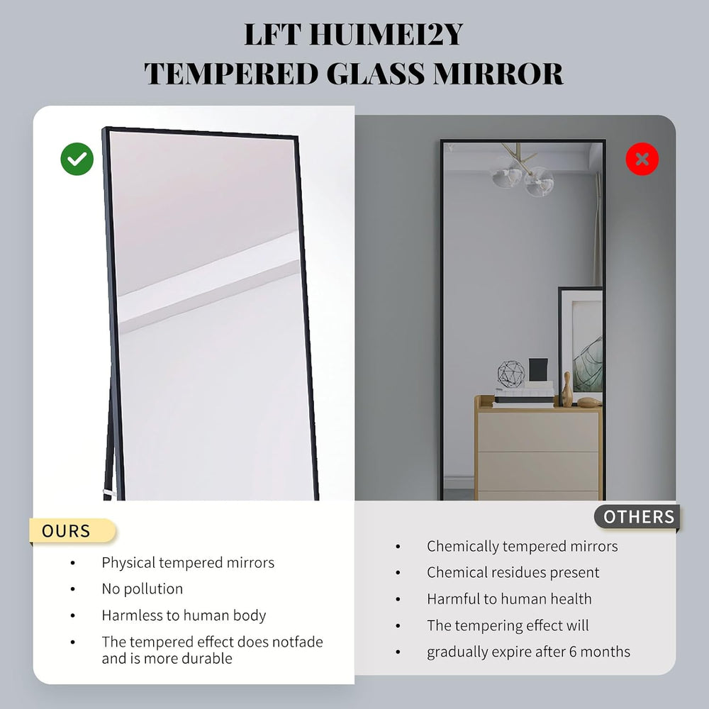 LFT HUIMEI2Y 71"x32" Full Length Mirror, Black Floor Mirror