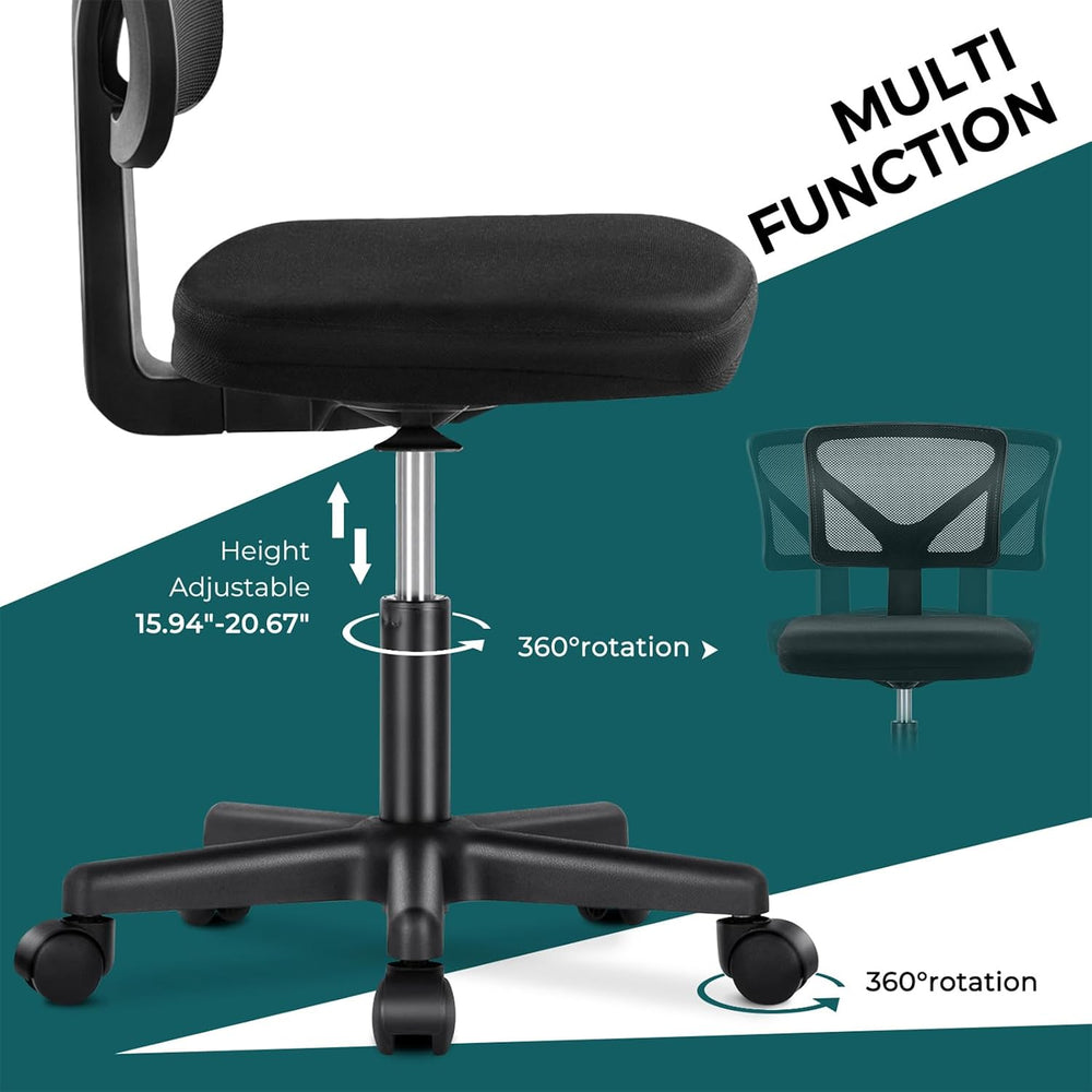 DUMOS Armless Small Desk Chairs, Ergonomic Home Office Mesh Chairs