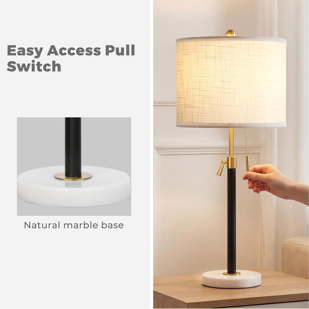 Qingmiao Gold Table Lamps Set of 2, 22" to 30" Adjustable Nightstan...