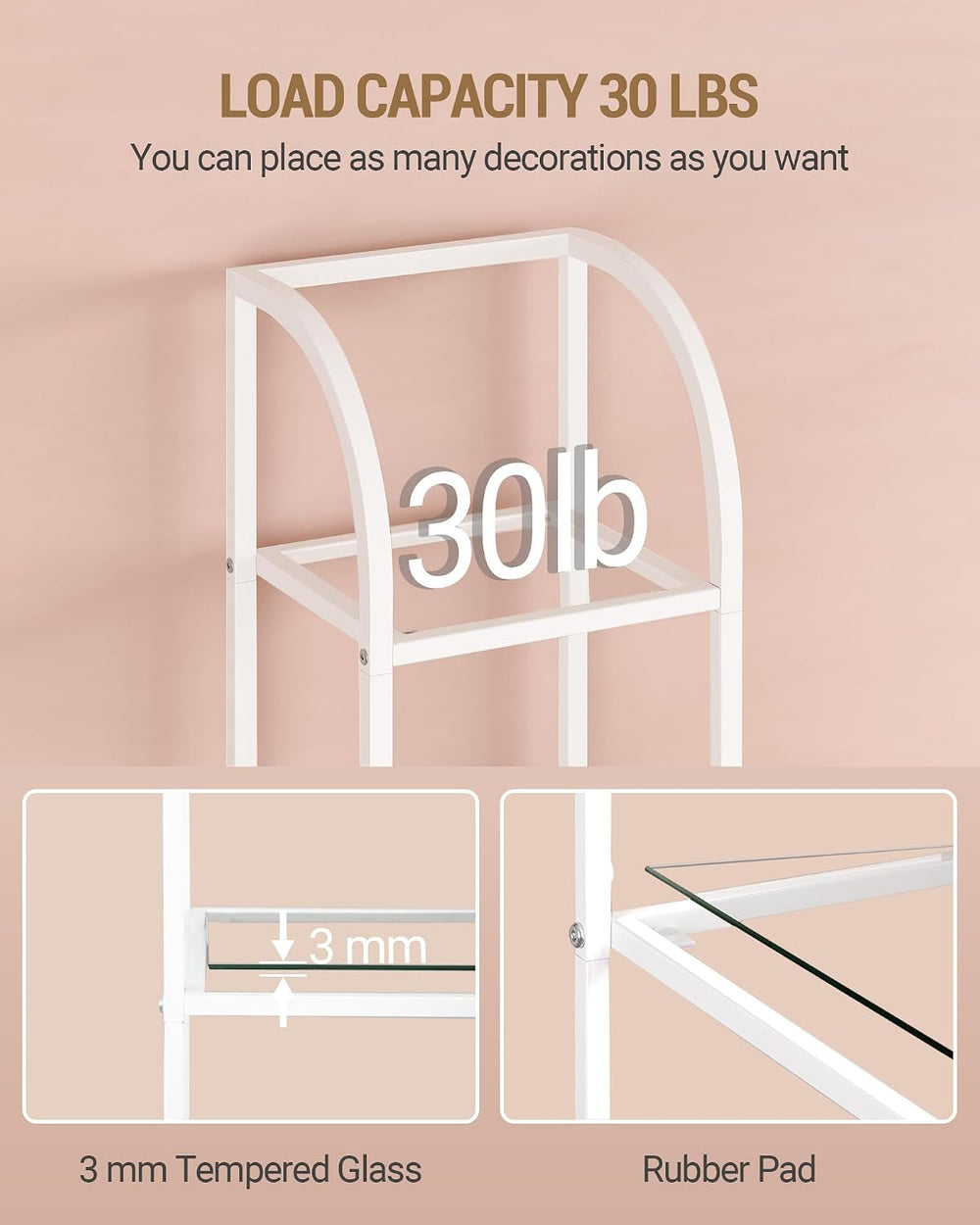 Hzuaneri Bookcase Bookshelf, Tempered Glass Arched Bookshelf