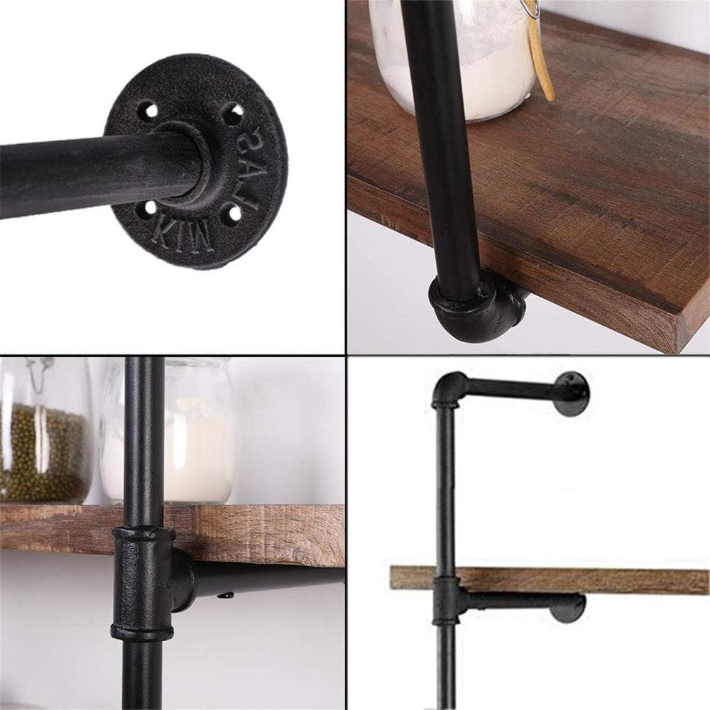 5 tier Industrial Wall Mount Iron Pipe Shelf Shelving Bracket Vintage Retro C...