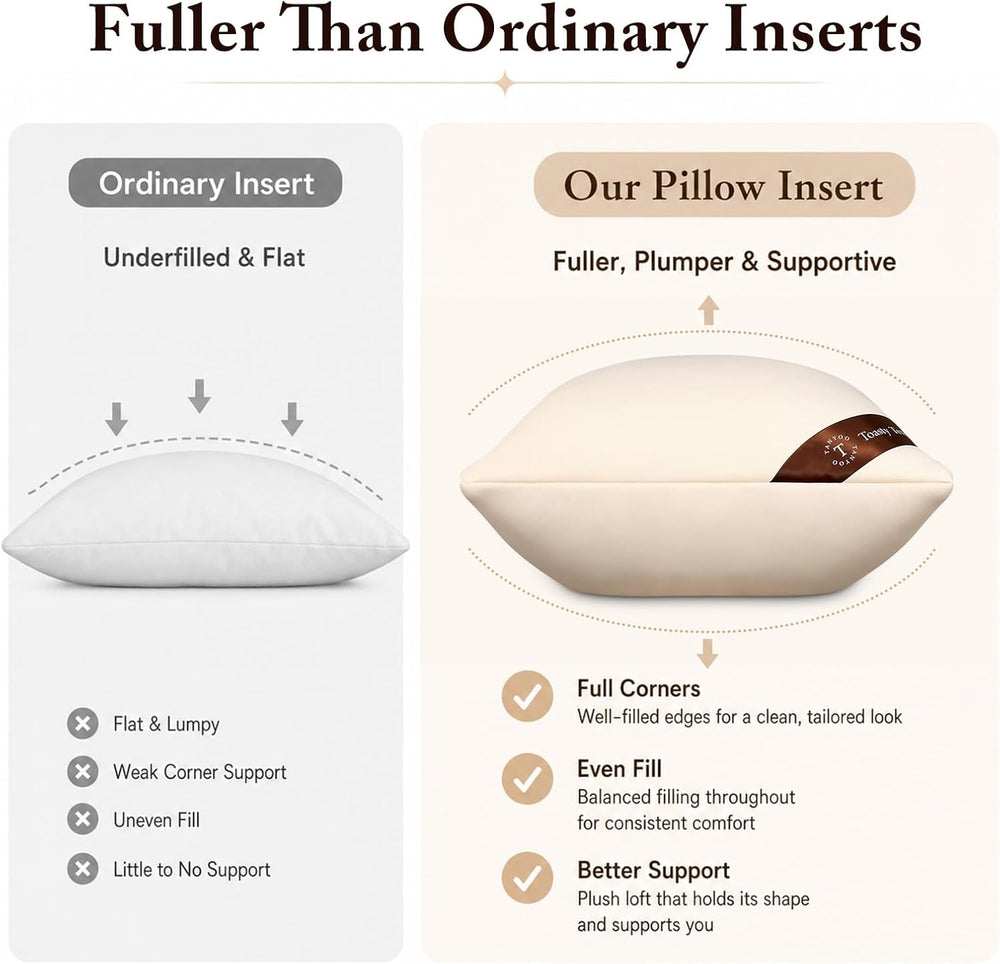 Throw Pillow Inserts 18x18, 2 Pack, Shredded Memory Foam for Couch