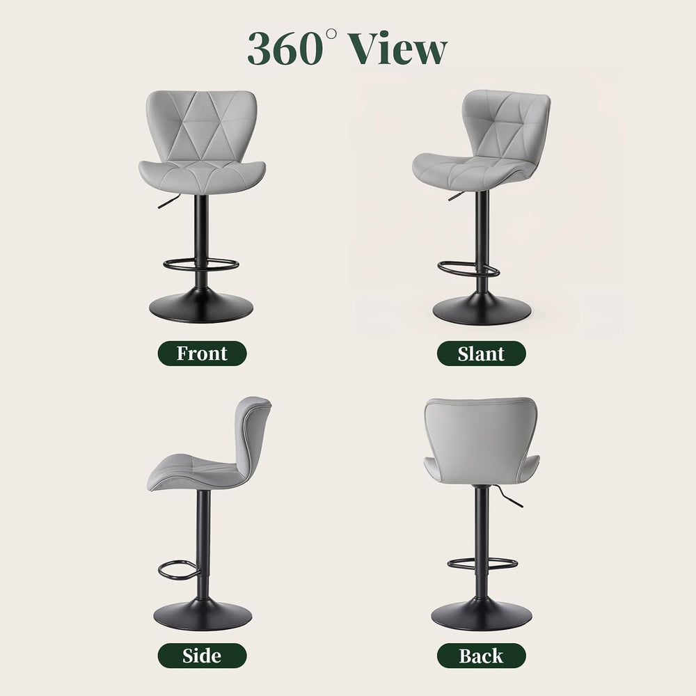 Bar Stools Set of 4, PU Leather Adjustable Height Swivel Barstool