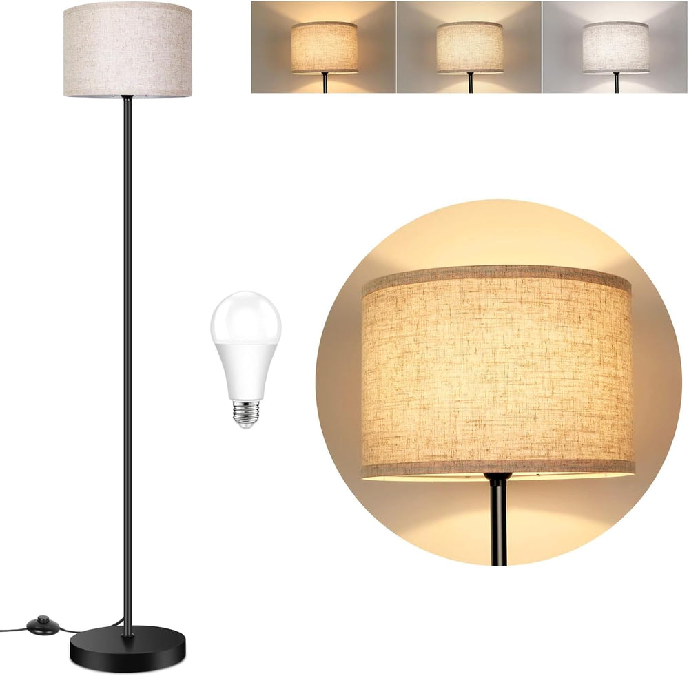 TOBUSA Floor Lamp for Living Room, Modern Standing Lamp with Drum Shade