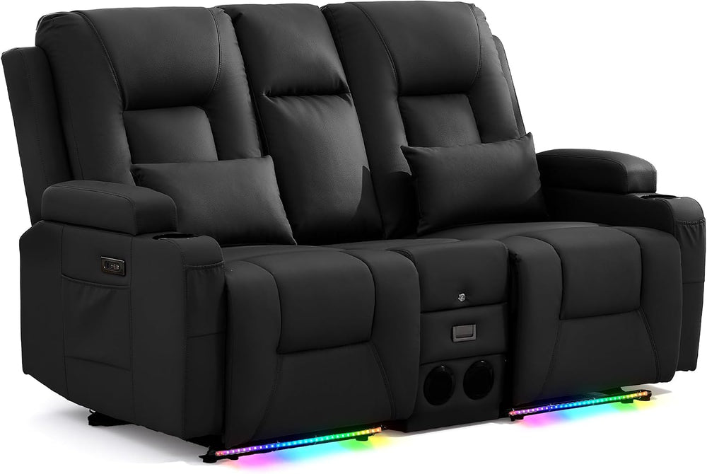URRED Wall Hugger Power Reclining Loveseat Sofa，Black：68.1" - 2 Seats