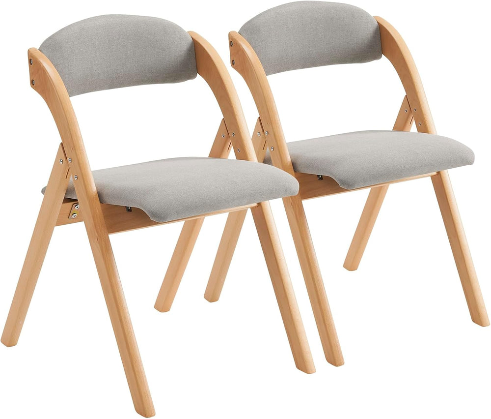 Karl home Folding Dining Chairs Set of 2, Stackable Wooden Padded, Nature