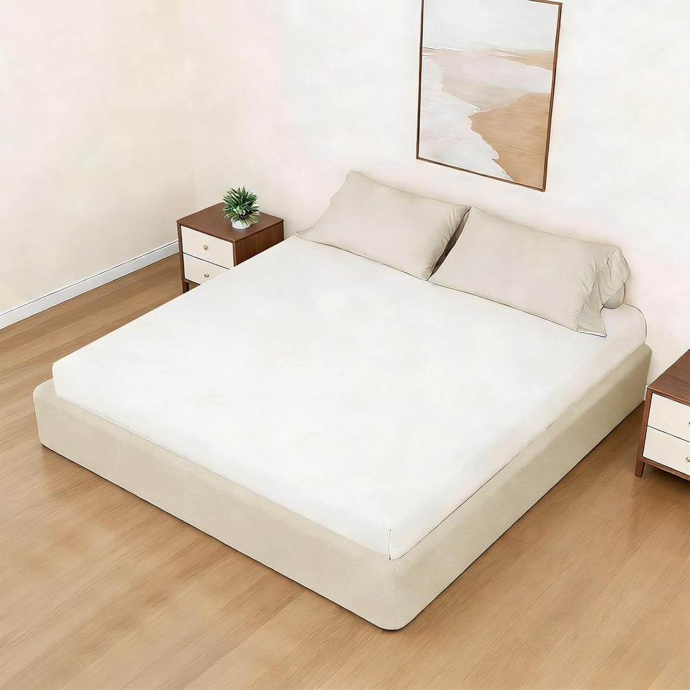 Cloud Bed Frame Cover for Metal Bed Frames – Queen Size Upholstered Slipcover...