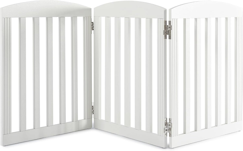 SPIRICH Wooden Freestanding Foldable Dog Gate, Stylish Modern, 28" Tall
