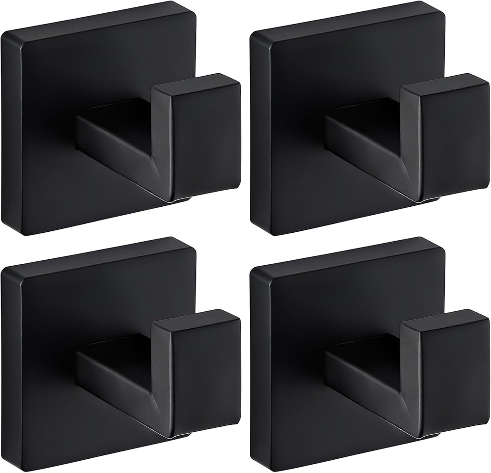 Matte Black Towel Hooks for Bathrooms, Heavy Duty Wall Mounted Stainless Stee...