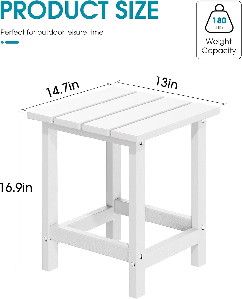 MUCHENGHY Adirondack Outdoor Side Table HDPE 14.7", White