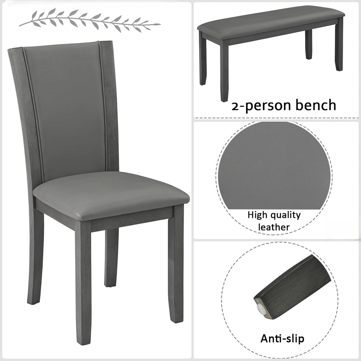 6 piece dining table set, counter height kitchen, close-up detail