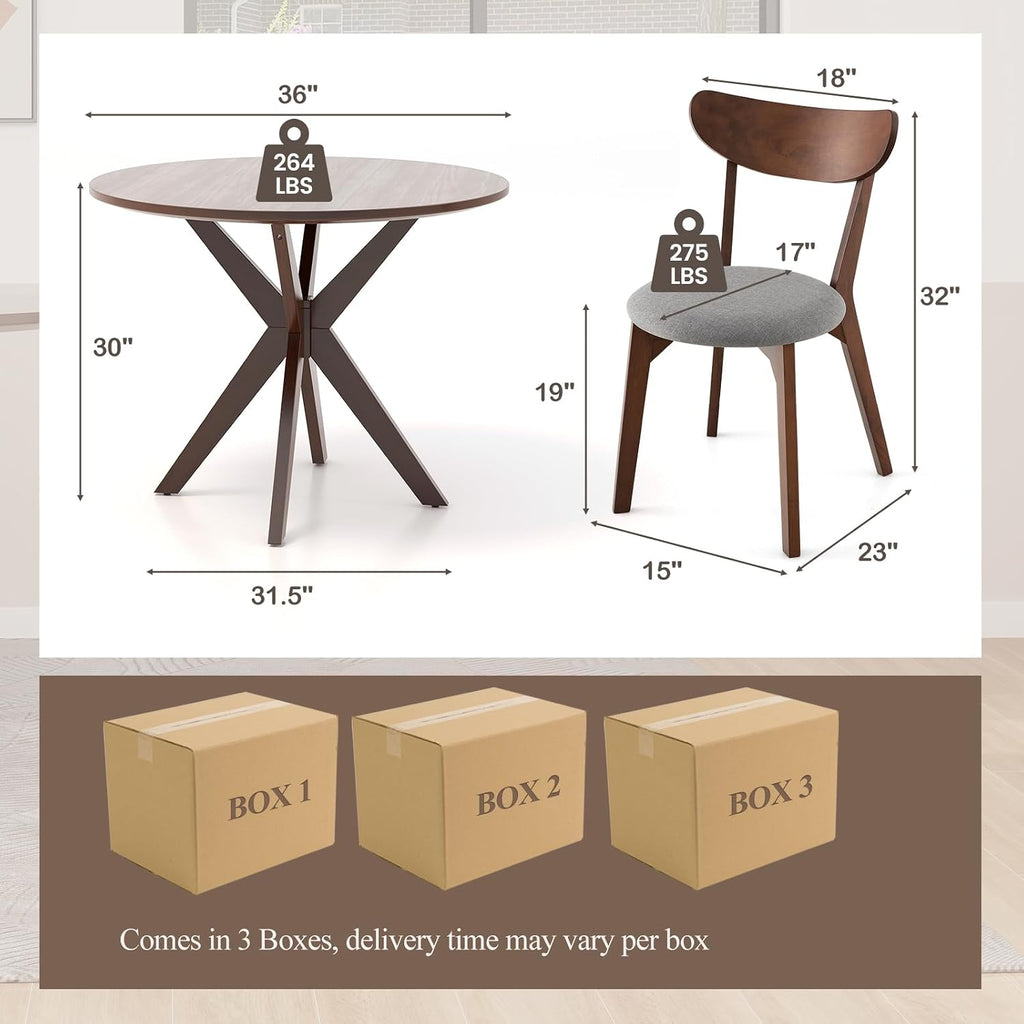 ergomaster 5-piece dining table set for 4, 36" shown in use