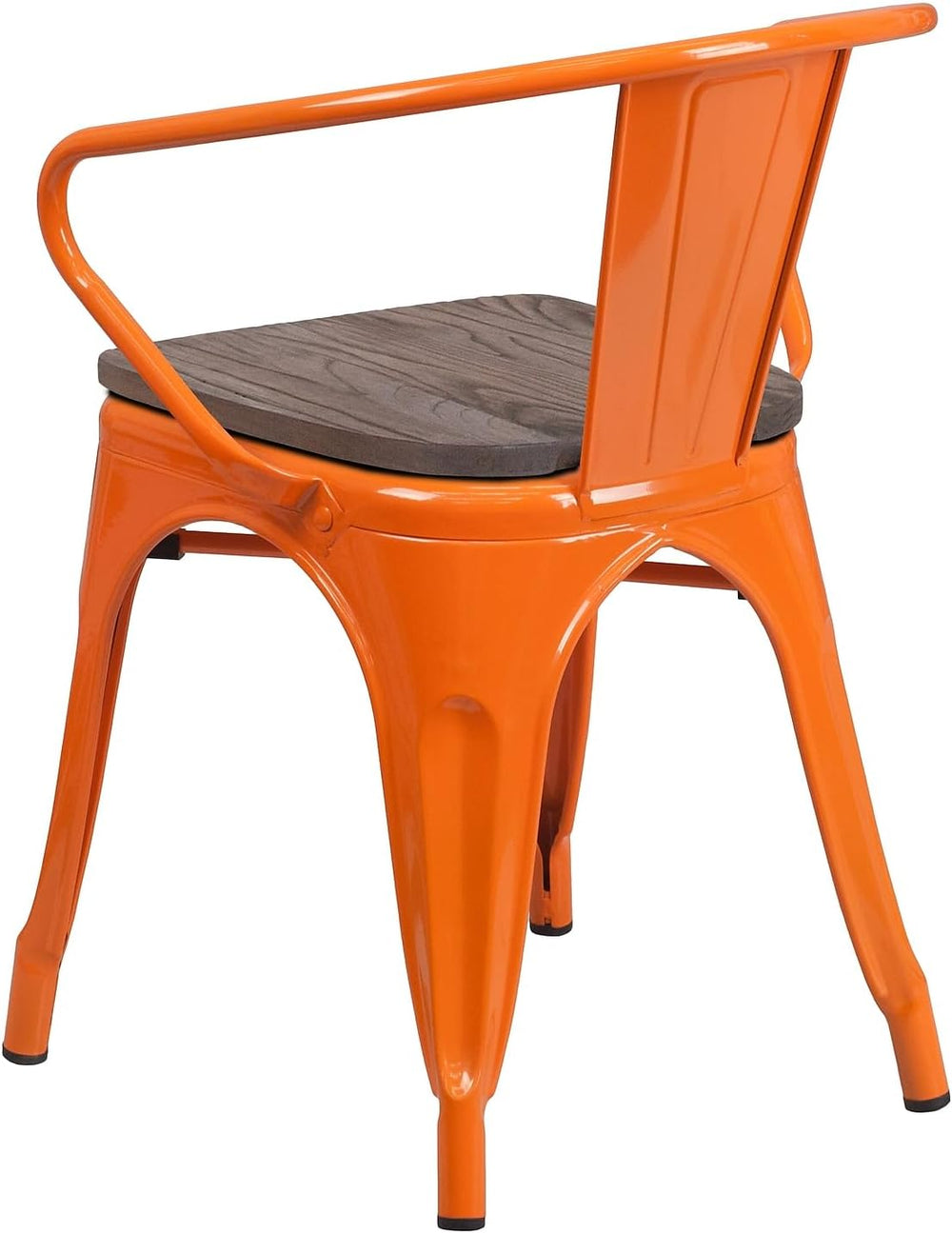 Flash Furniture Metal Chair with Wood Seat, Orange, 4-Pack