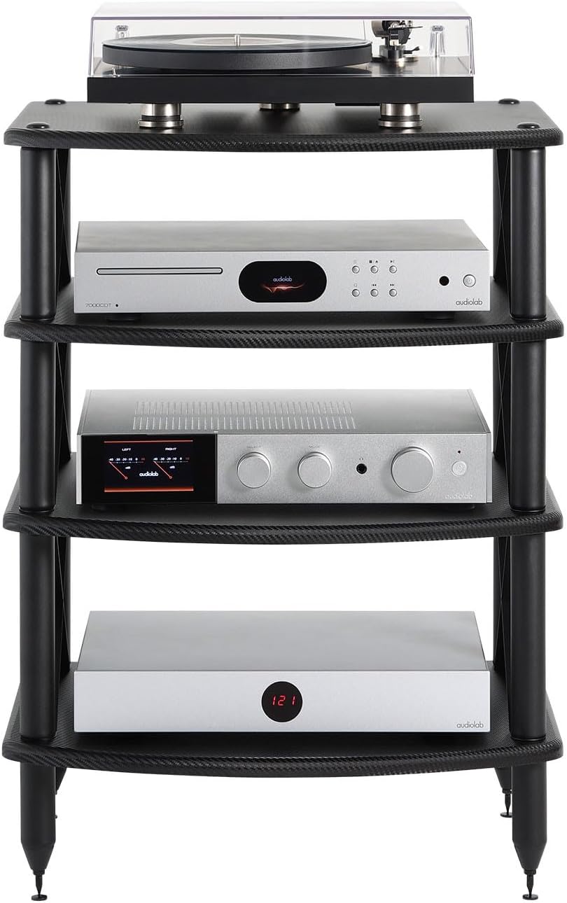 Pangea Audio Vulcan X Four Shelf Audio Rack Media Stand, and Components Cabin...