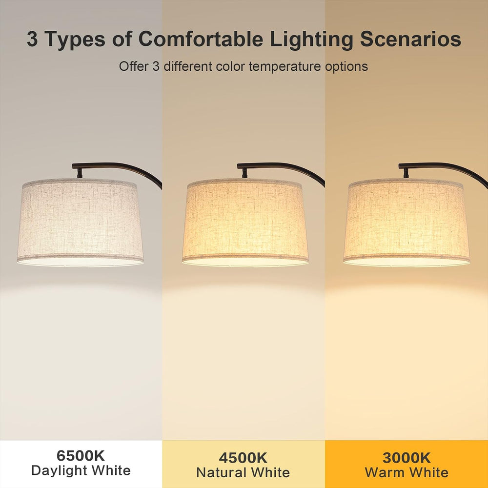 Modern Arc Floor Lamp for Living Room,Adjustable Height,3-Color Bulb