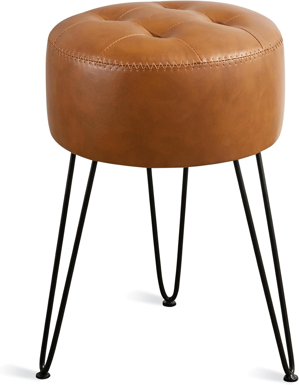 LUE BONA Faux Leather Vanity Stool Chair for Makeup Room,Brown Stool for Vani...