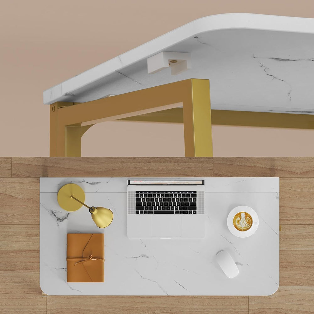 WOHOMO Folding Desk, 31.5" Foldable Computer Table for Small Spaces, Gold