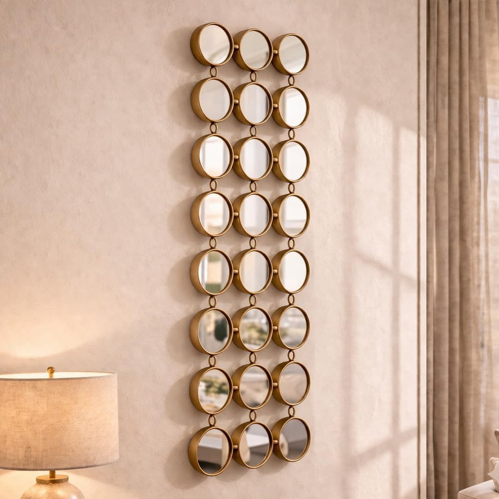Gold Multi Mirror Wall Decor, 24 Mini Mirrors, 40.5 x 14.5 in