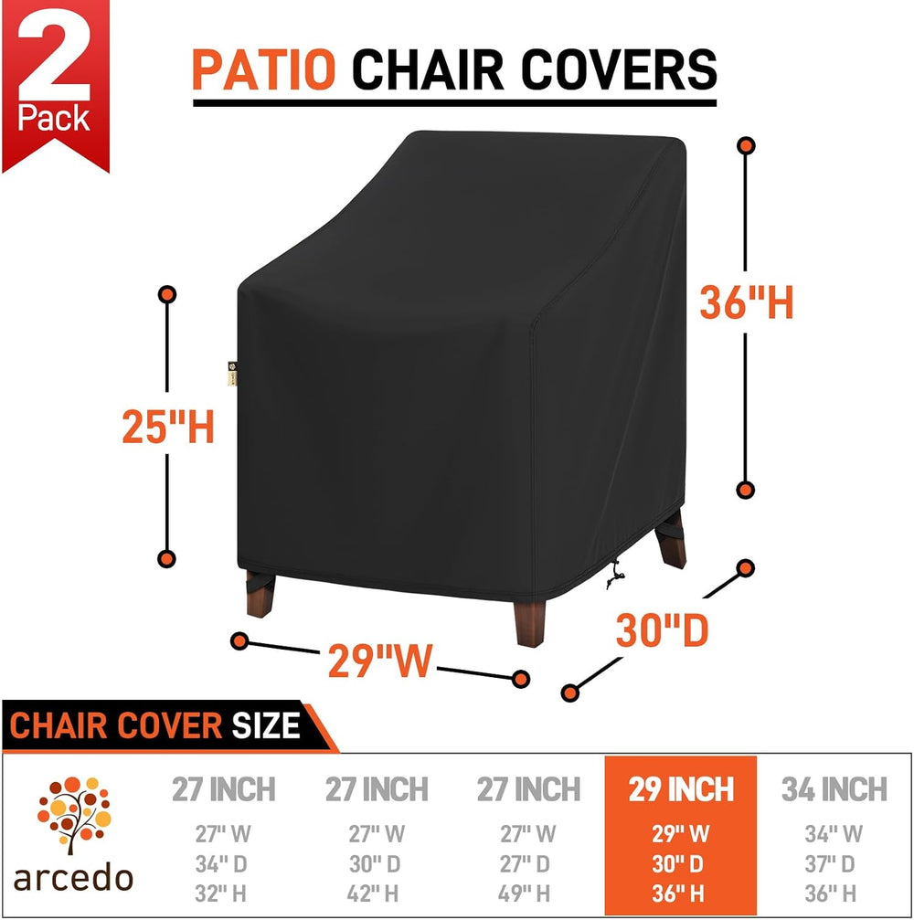 Arcedo Waterproof Patio Chair Covers 2 Pack, 29" W x 30" D x 36&quo...