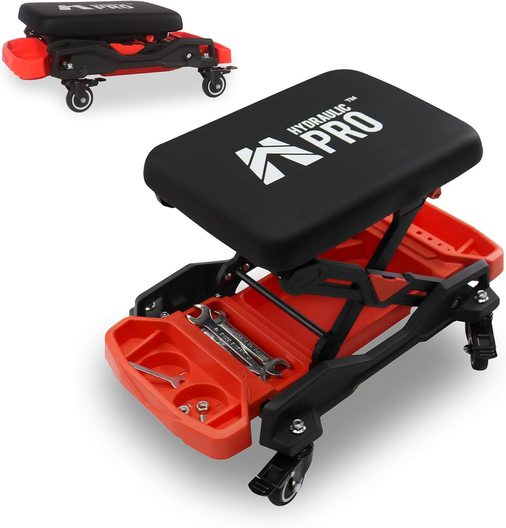 Rolling Creeper Seat, 300 LBS Garage Stool with 4 Locking Wheels