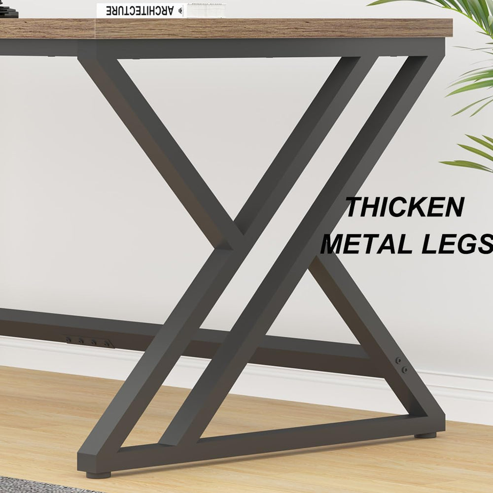 LVB Rustic Large Computer Desk, 70" Industrial Extra Long Home Office Desk