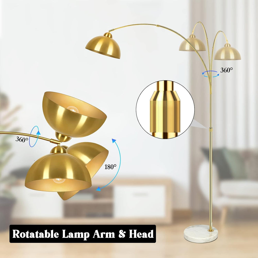 GoBright Gold 73" Arc Floor Lamp, Adjustable Farmhouse Tall Stand Up Light