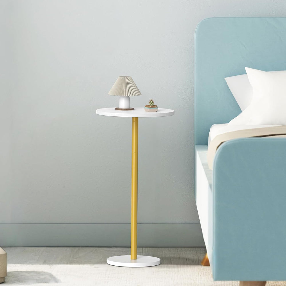 White Small Round Side Table Set of 2 Drink Tables
