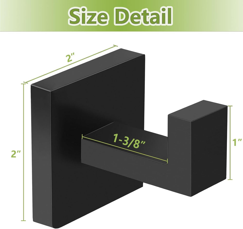 IBosins 12-Pack Bathroom Towel Hooks Black Hand Towel Holder Robe Hanger
