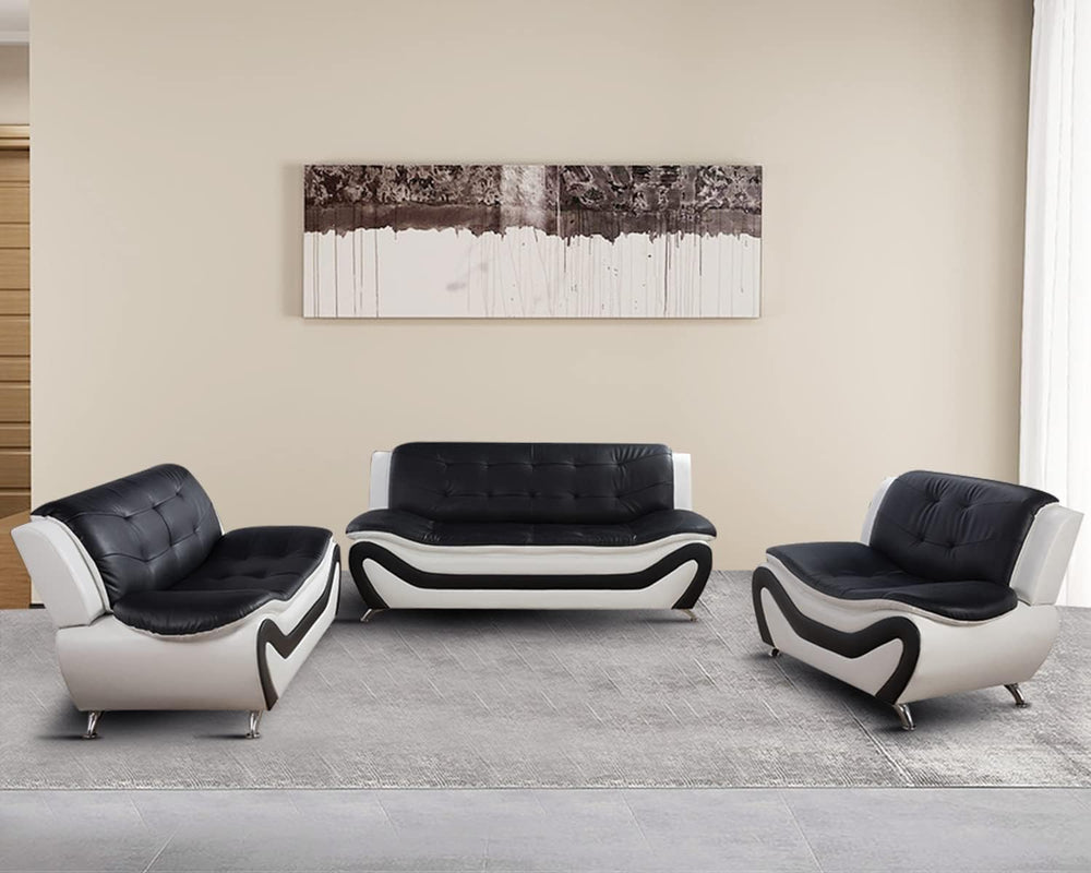 Faux Leather Sofa Set for Living Room, 3 Piece Living Room Furnituer, Modern ...