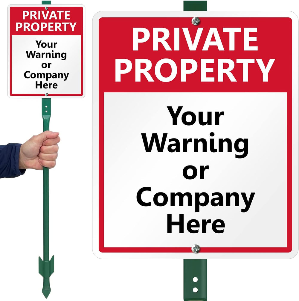 SmartSign 12 x 10 inch “Private Property” Custom Yard Sign & Stake Kit-Ad...