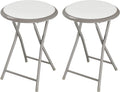 Lavish Home Portable Folding Stool with Backless Seat Set of 2, White, 18”
