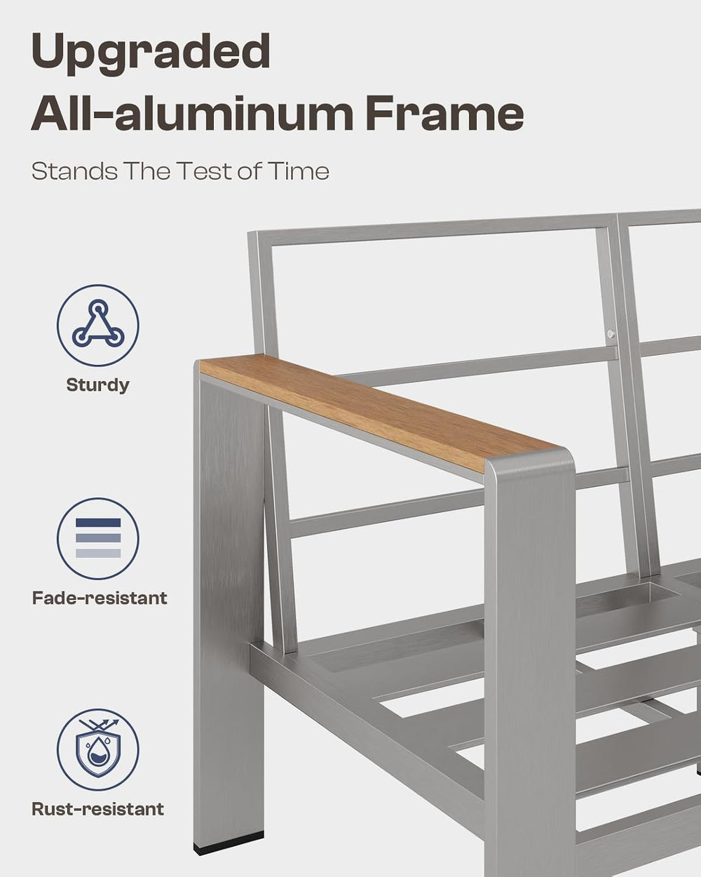 Aluminum Outdoor Patio Furniture Set with Coffee Table, 5 Piece Outdoor Conve...