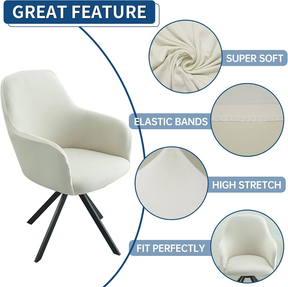 Iauddy Swivel Armchair Accent Dining Chair Cover for Office, Stretch Mid-Back...