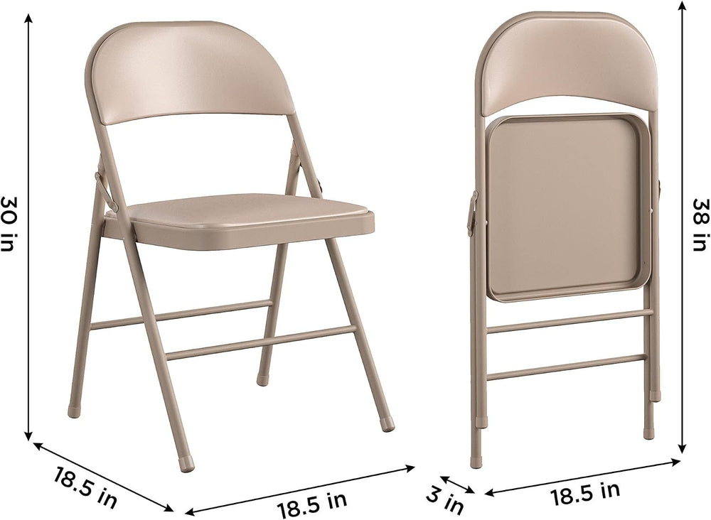 Cosco Vinyl Folding Chair, 4 Pack, Antique Linen